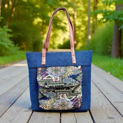 Denim Jacquard Tote